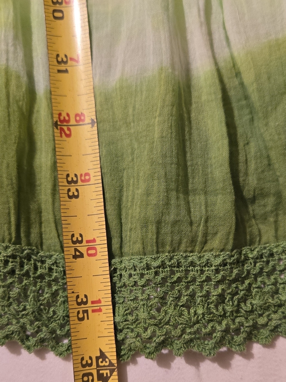 Light Green Tie-Dye Lace-Trim Maxi Skirt - Picture 5 of 6